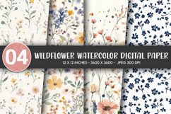 Wildflower Watercolor Digital Paper Product Image 1