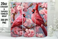 3D Cardinal Bird Tumbler Sublimation Wrap | 3D Tumbler Wrap Product Image 1