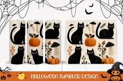 Fall Pumpkins Tumbler, Black Cat Tumbler Design Product Image 1