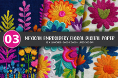 Mexican Embroidery Floral Digital Paper Product Image 1