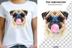 Pug with bubblegum png design for T-shirts Product Image 1