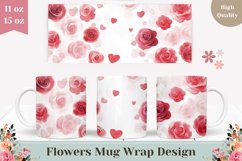 Watercolor Flowers Mug Design, Watercolor Roses Mug Wrap Product Image 1