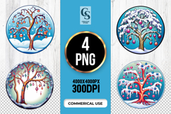 Magic Snow Trees clipart sublimation png Product Image 1