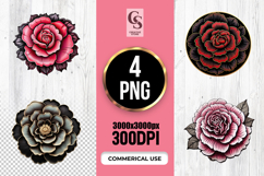 Elegant Rose Flower Illustration Clipart Sublimation PNG Product Image 1
