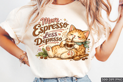 More Espresso Less Depresso Cat PNG Cute Coffee Cat Product Image 1