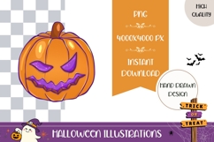 Hand Drawn Halloween Illustration, Cartoon Pumpkin PNG Product Image 1