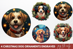 Christmas Dog Ornaments Engraved Clipart PNG Product Image 1