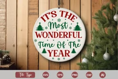 It's The Most Wonderful Time Of The Year Round Sign SVG Product Image 1