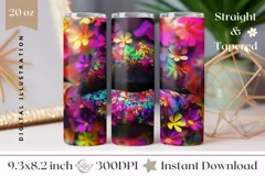 Colorful Lips Tumbler Design, Floral Lips Tumbler Template Product Image 1