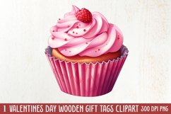 Retro Valentine Watercolor Clipart, Pink Valentine Product Image 1