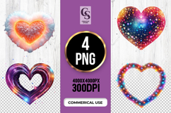 Colorful Sparkle Heart Clipart Sublimation PNG Product Image 1