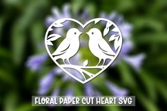 20 Paper Cut Floral Heart , Paper Cut Heart SVG Product Image 5