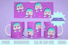 Kawaii Girl Mug Sublimation 11 oz & 15 oz Mug PNG Product Image 1