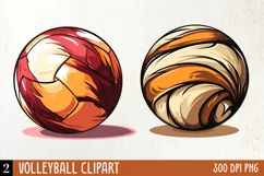 Volleyball Clipart Sublimation, Watercolor Clipart Product Image 1