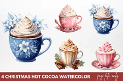 Christmas Hot Cocoa Watercolor Clipart PNG Product Image 1