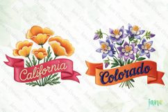 USA State Flowers Embroidery Clipart Product Image 1