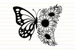 Floral Butterfly Svg, Sunflower Svg, Flowers Butterfly Svg Product Image 6