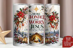 More Wonder Less Worry Christmas PNG, Jesus Christmas Nativi Product Image 2