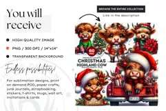 Christmas highland cow Clipart, christmas clipart, winter Product Image 2