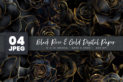 Black Rose &amp; Gold Digital Paper Product Image 1