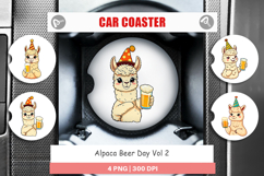Car Coaster Alpaca Beer Day Product Image 1