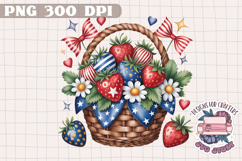 4th of July PNG Sublimation Strawberry berries Patriotic Product Image 1
