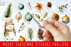 Merry Christmas Stickers |Png/Jpeg Print and cut Product Image 2