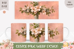 Floral Christian Cross Mug Wrap, Christian Mug Sublimation Product Image 1