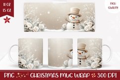 Snowman Mug Sublimation, Winter Mug Wrap Design Product Image 1