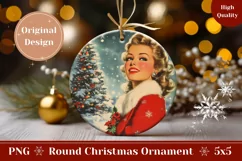Retro Christmas Ornament Design, Retro Woman Ornament PNG Product Image 1