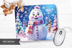 Snowman with Pastel Snowflakes and Simple Design Mouse Pad Product Image 1