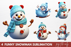 Funny Snowman Sublimation PNG Product Image 1