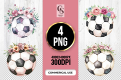 Rose Floral Soccer Ball Clipart Sublimation PNG Product Image 1