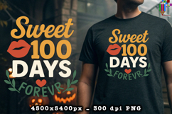 Sweet 100 Days Forever Lips Heart Sublimation Design Product Image 2