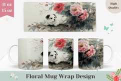 Dog Mug Design, Flowers Mug Template, Floral Mug Wrap Product Image 1