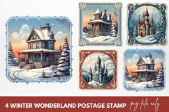 Winter Wonderland Postage Stamp Clipart Sublimation Product Image 1