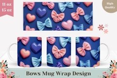 Cute Bows Mug Wrap Design, Love Hearts Mug Sublimation Product Image 1