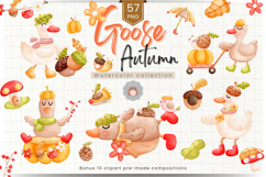 Goose Autumn Watercolor Clipart Sublimation Bundle Product Image 1