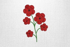 Red Wildflower Branch Embroidery Design Product Image 1