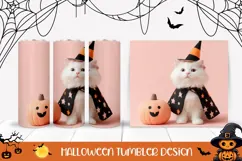 Halloween Cat Tumbler Sublimation, Magic Cat PNG Product Image 1