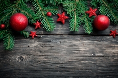 Red Christmas Balls Background, Wooden Background PNG Product Image 1