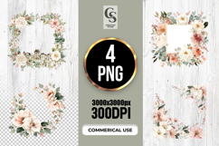 Elegant Neutral Floral Frames Watercolor PNG Product Image 1