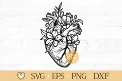 Anatomical heart with Flowers svg, Floral heart, Human heart Product Image 1