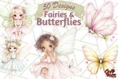 Pastel Fairies and Butterflies PNG, Fantasy Clipart Bundle Product Image 1