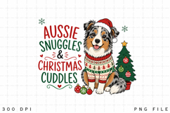Australian Shepherd Christmas PNG, Aussie Snuggles And Product Image 1