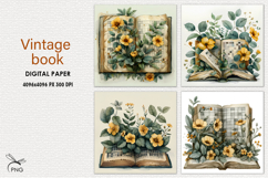 Vintage book digital paper, background clipart Product Image 1