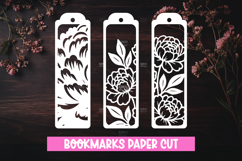 3 Floral Bookmarks Paper cut SVG Laser cut,Cricut,Silhouette Product Image 1