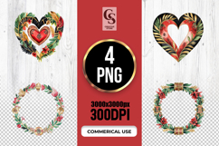 Tropical Heart Wreath Frame Clipart Sublimation PNG Product Image 1