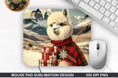 Alpaca Mouse Pad Sublimation, Christmas Mouse Pad PNG Product Image 1
