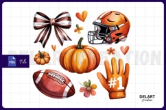 Football Autumn Coquette Clipart PNG Design Product Image 1